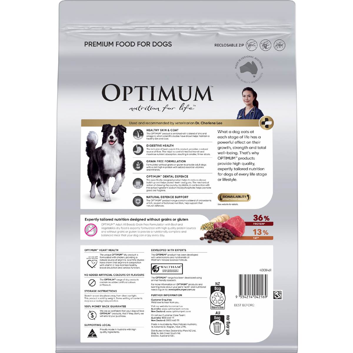 Optimum Grain Free With Beef & Vegetables Dry Dog Food 2.5kg Woolworths