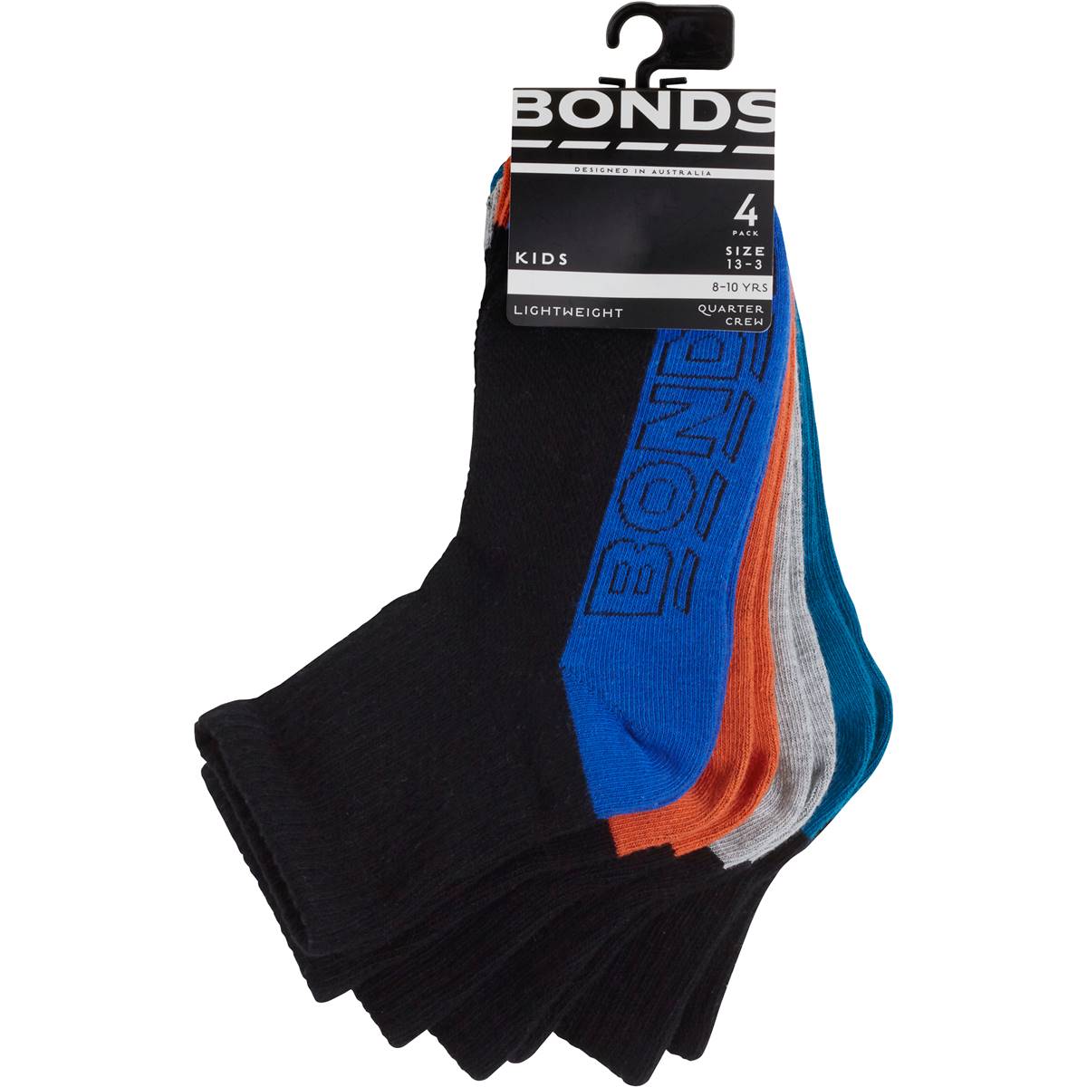 Bonds Kids Logo Light Weight Quarter Crew Size 13-3