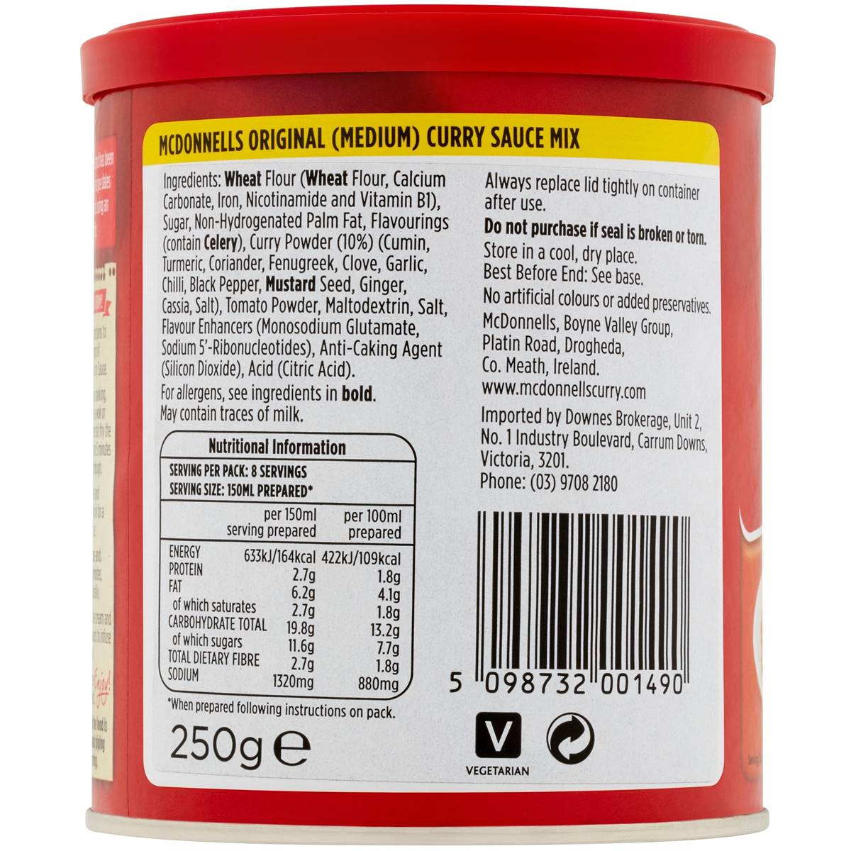 Mcdonnells Curry Sauce Tub 250g Woolworths