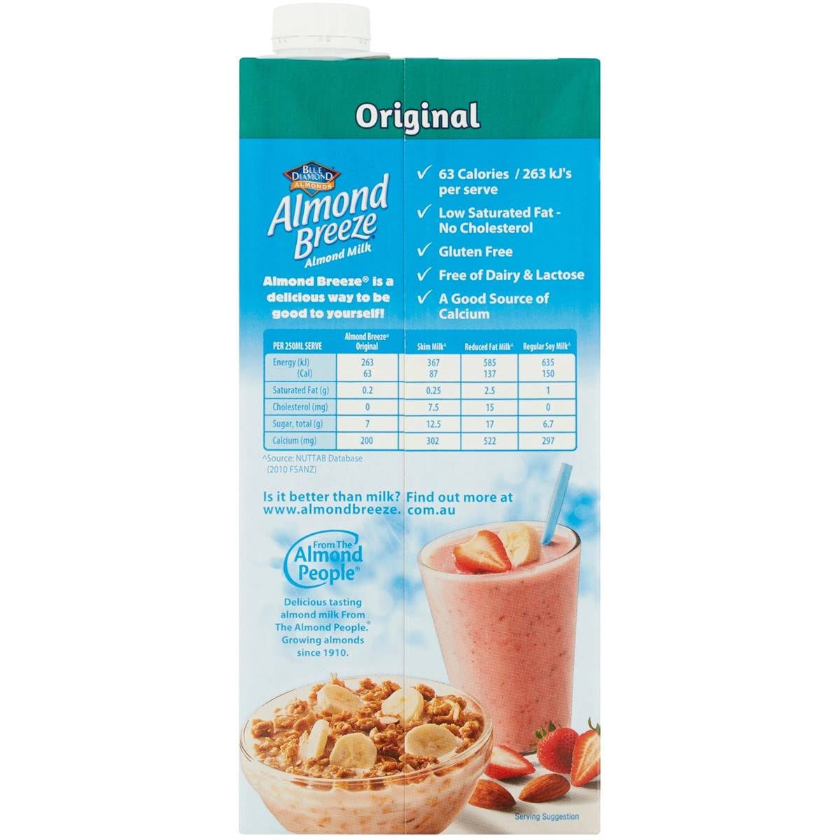 Blue Diamond Almond Breeze Original Almond Milk 1l Woolworths