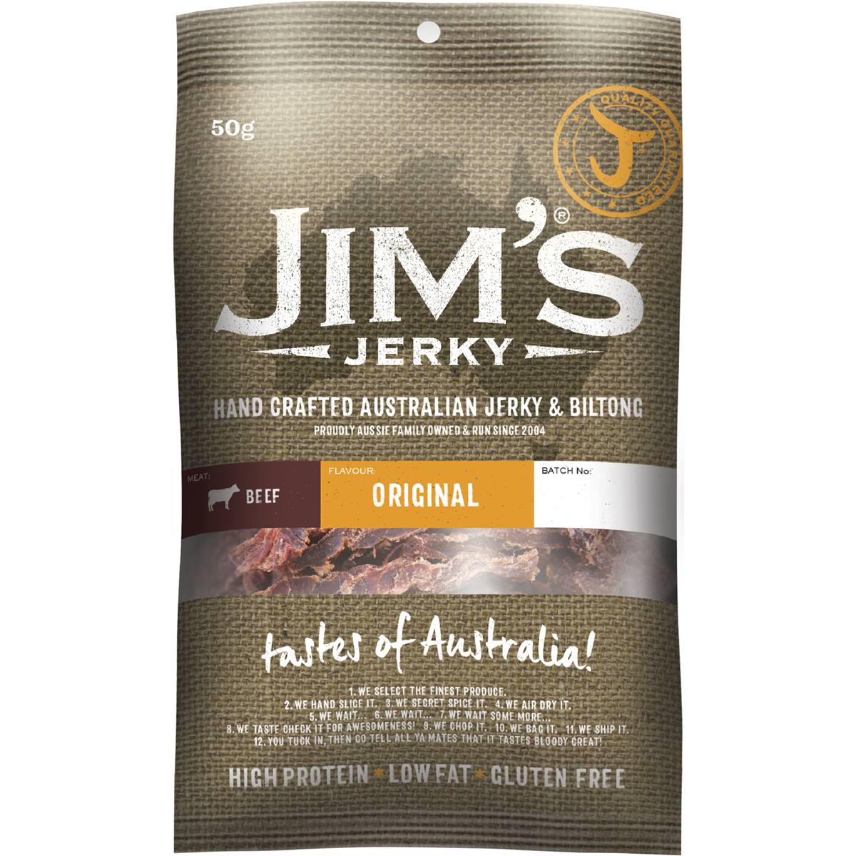 Jims Jerky Beef Jerky Original 50g Woolworths
