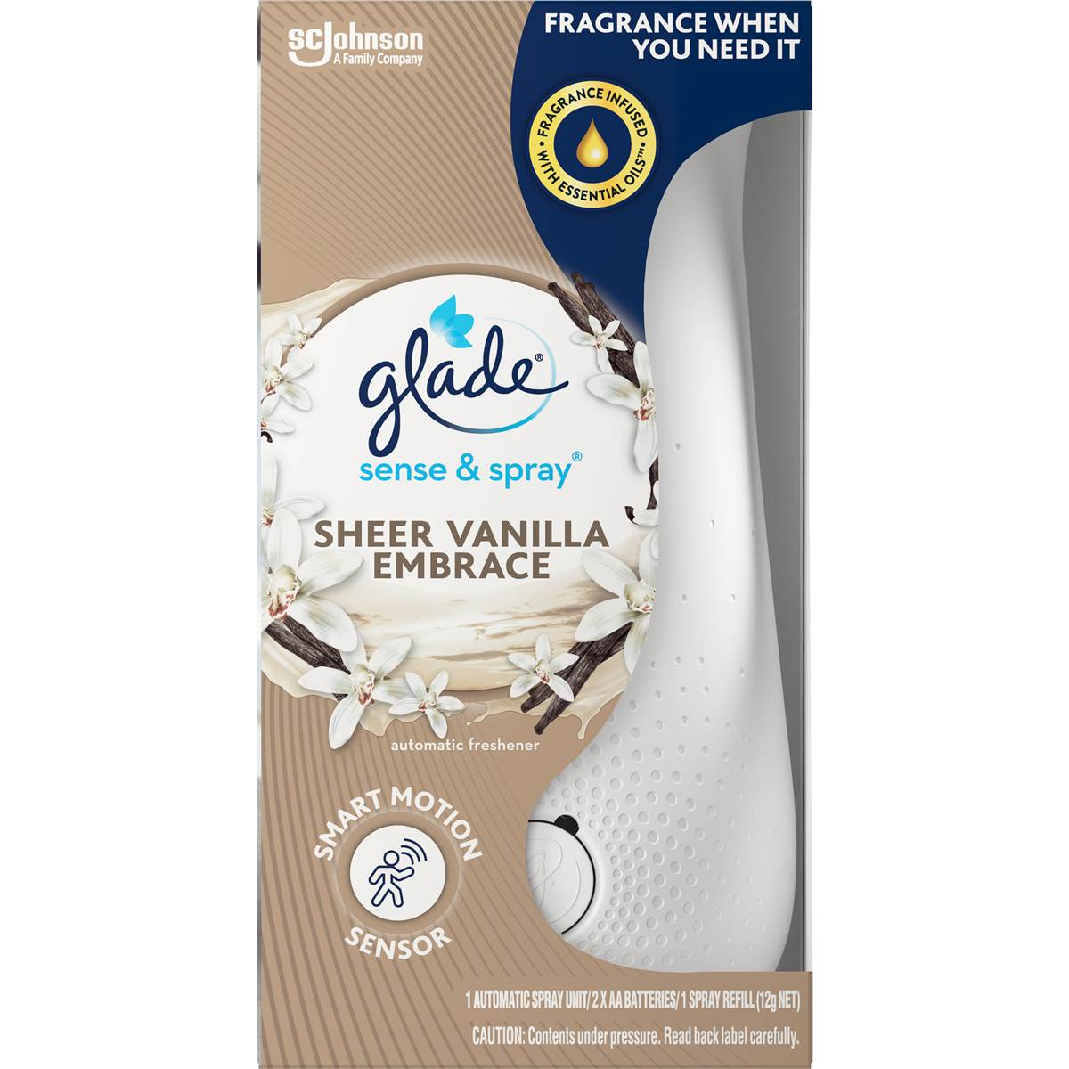 Glade Sense & Spray Automatic Air Freshener Sheer Vanilla 12g Woolworths