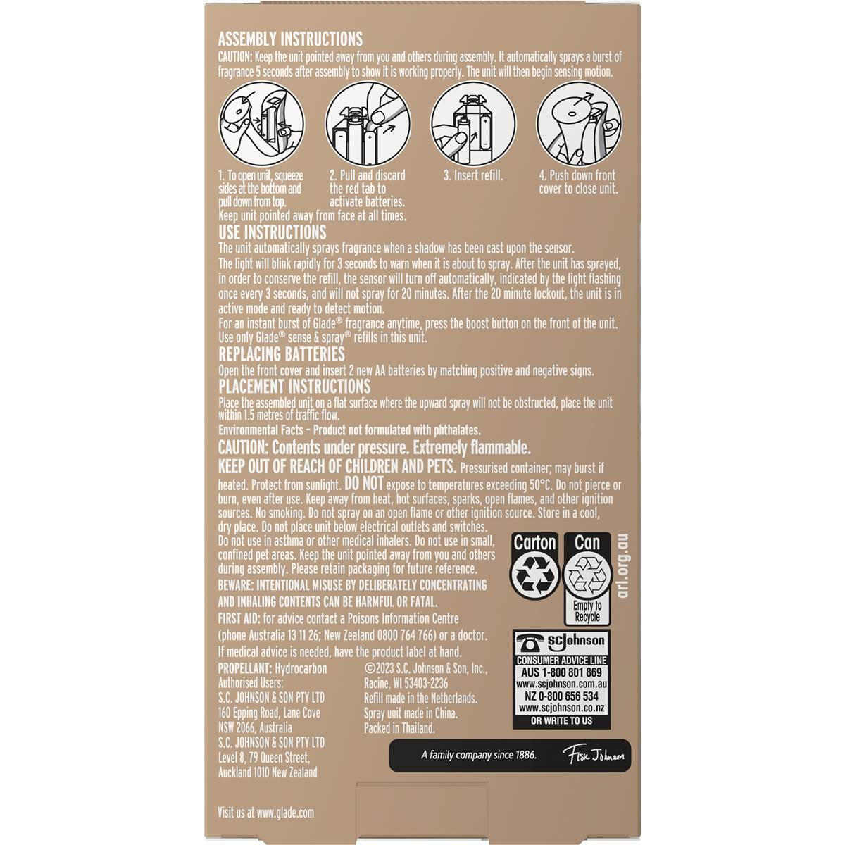 Glade Sense & Spray Automatic Air Freshener Sheer Vanilla 12g Woolworths