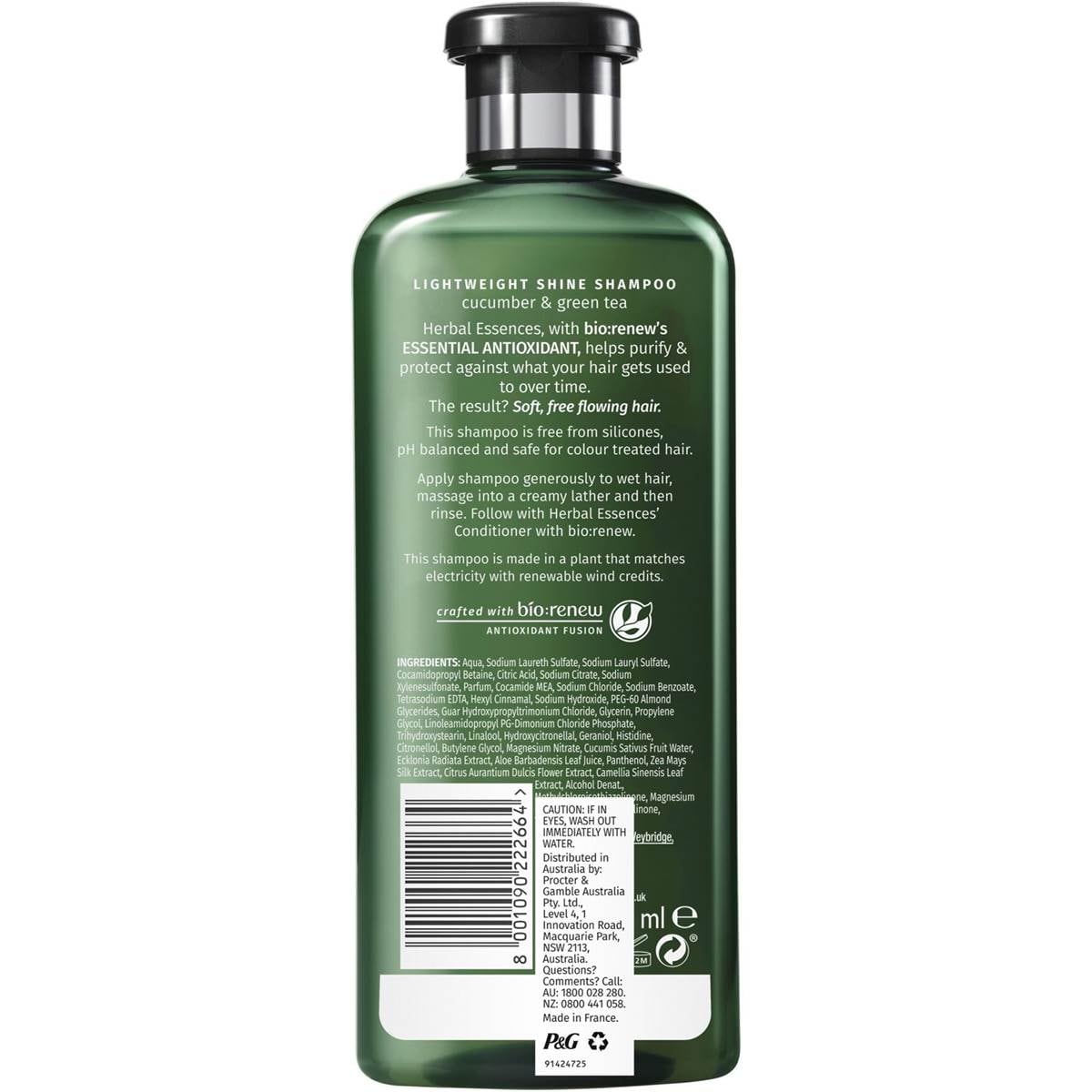 Herbal Essences Shine Cucumber & Green Tea Shampoo 400ml Woolworths