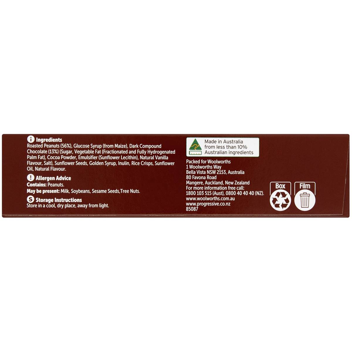 Woolworths Choc Peanut Nut Bars 210g Woolworths