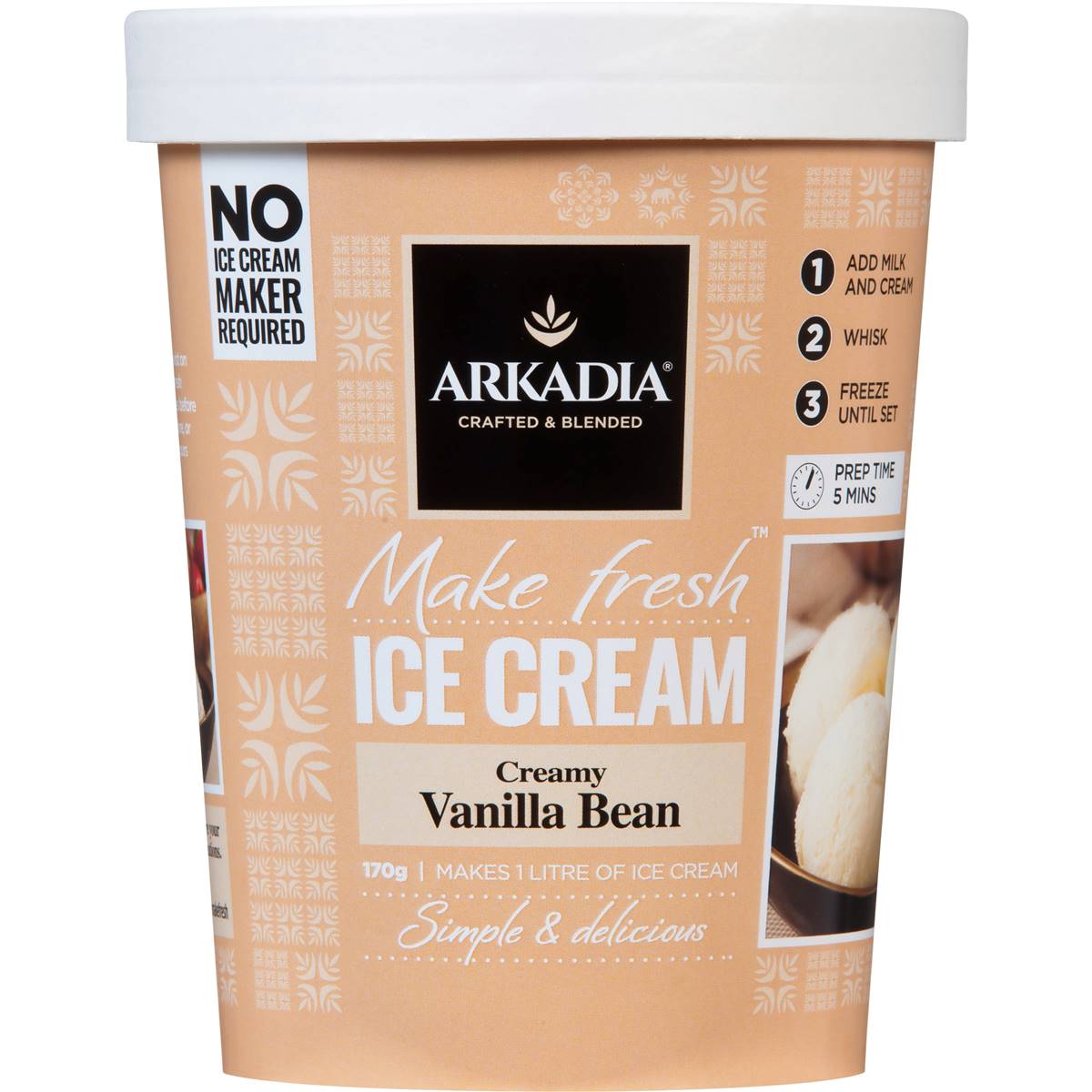 Arkadia Vanilla Bean Diy Ice Cream 170g Woolworths