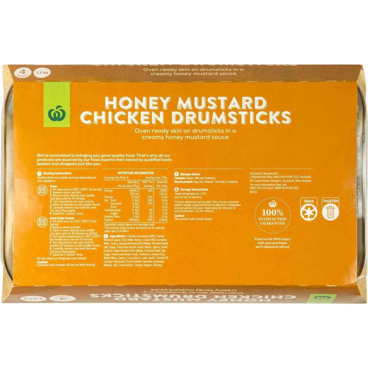 Woolworths Honey Mustard Chicken Drumsticks 1.1kg Woolworths