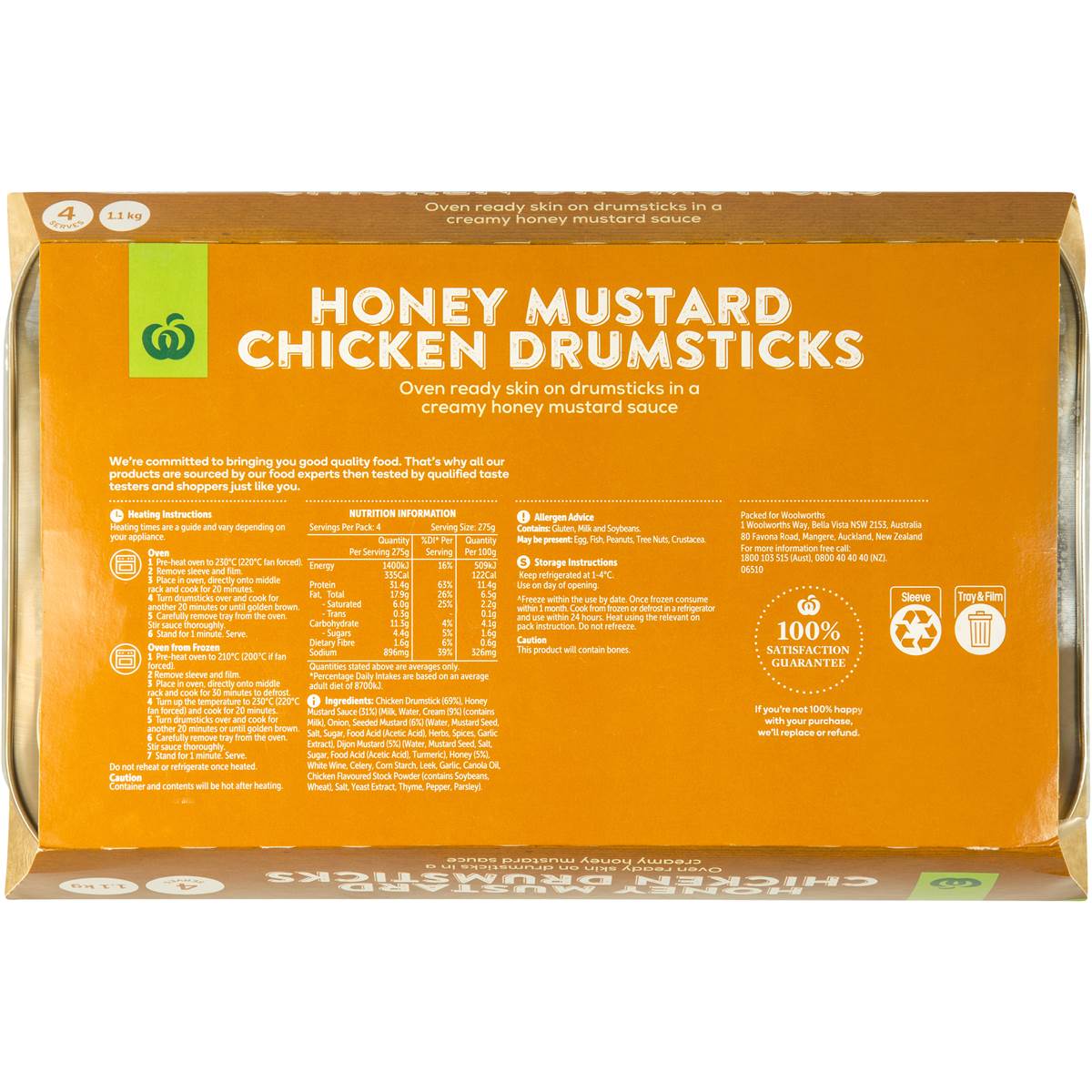 Woolworths Honey Mustard Chicken Drumsticks 1.1kg Woolworths