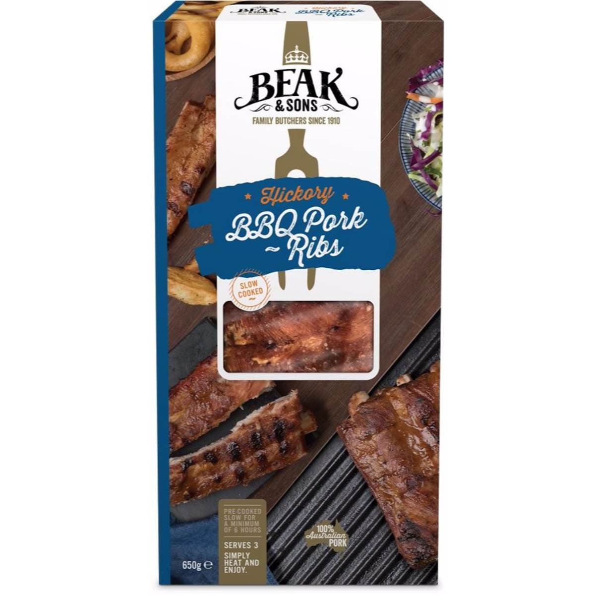 Beak & Sons Slow Cooked Bbq Pork Ribs 650g Woolworths