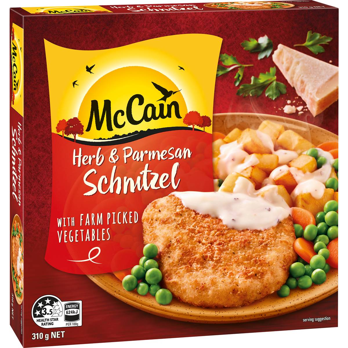Mccain Herb & Parmesan Chicken Schnitzel Frozen Meal 310g Woolworths