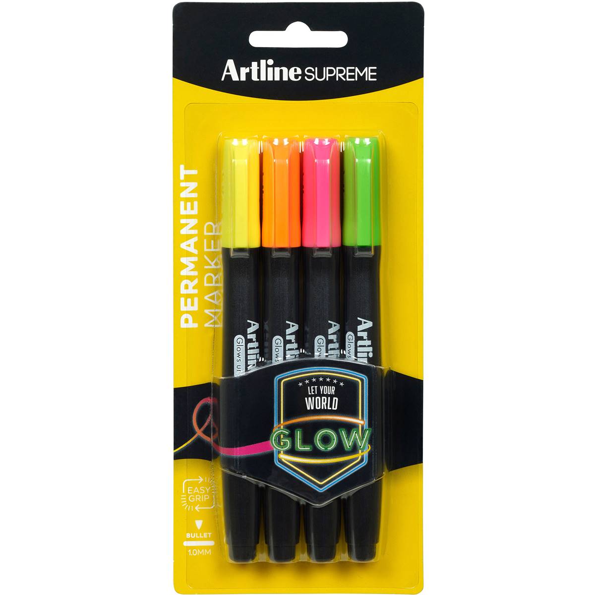 Artline Supreme Glow Permanent Markers 4pk Woolworths
