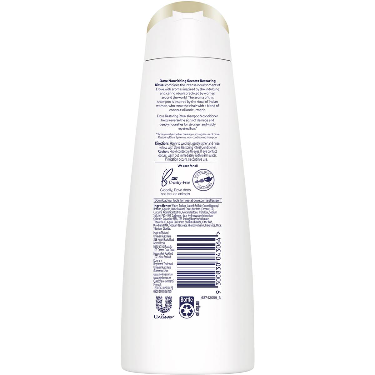 Dove Restoring Ritual Shampoo With Coconut Oil 320ml | Woolworths