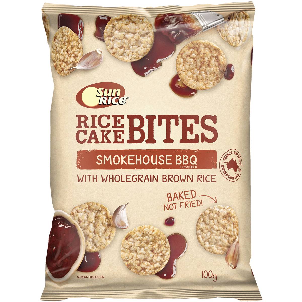 Sunrice Rice Cake Bites Smoke House Bbq Wholegrain 100g Woolworths