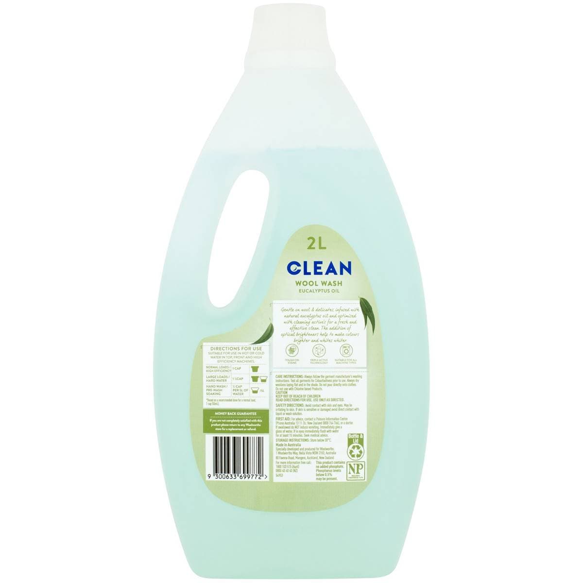 Clean Wool Wash With Eucalyptus Oil 2l Woolworths