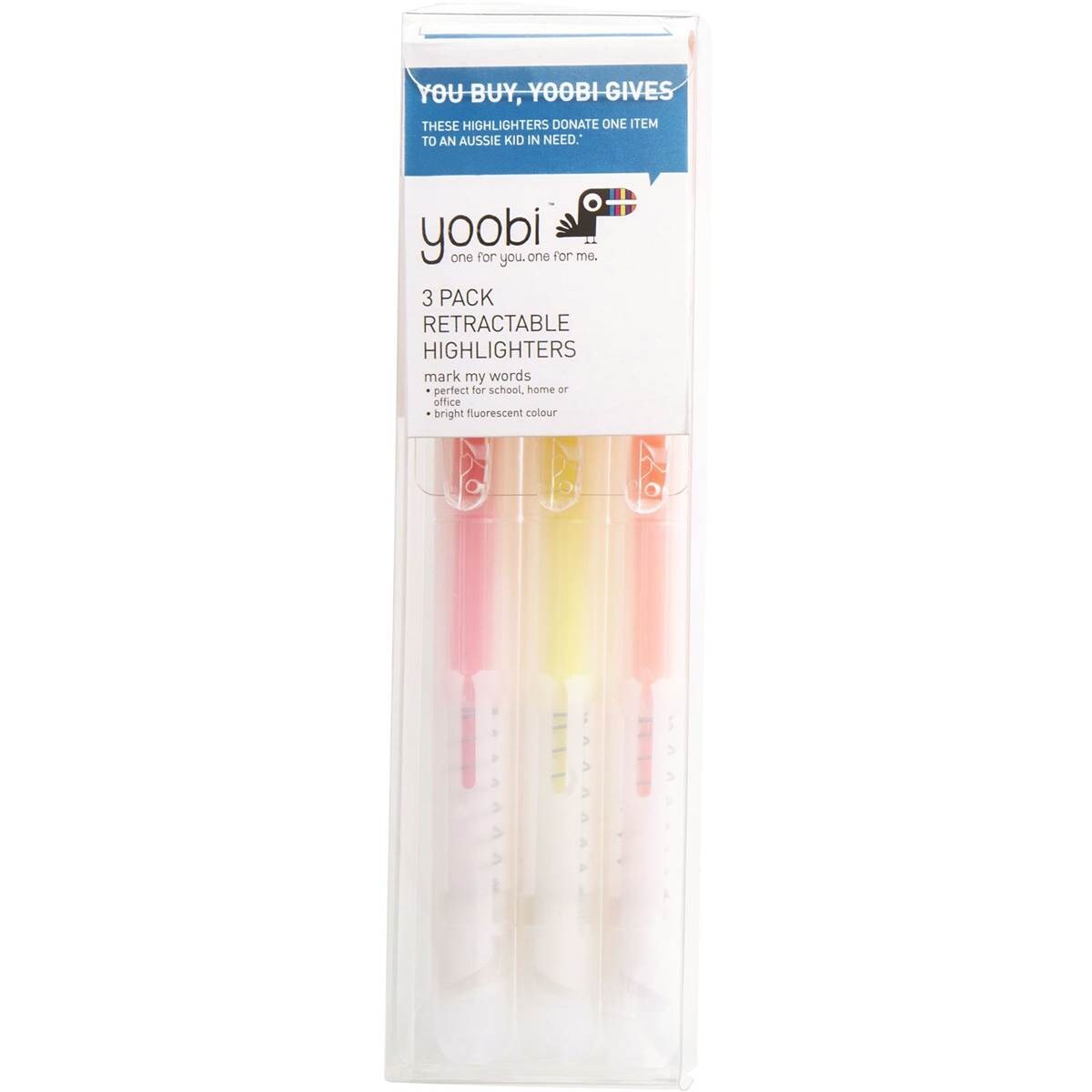 Yoobi Retractable Highlighters 3pk Woolworths
