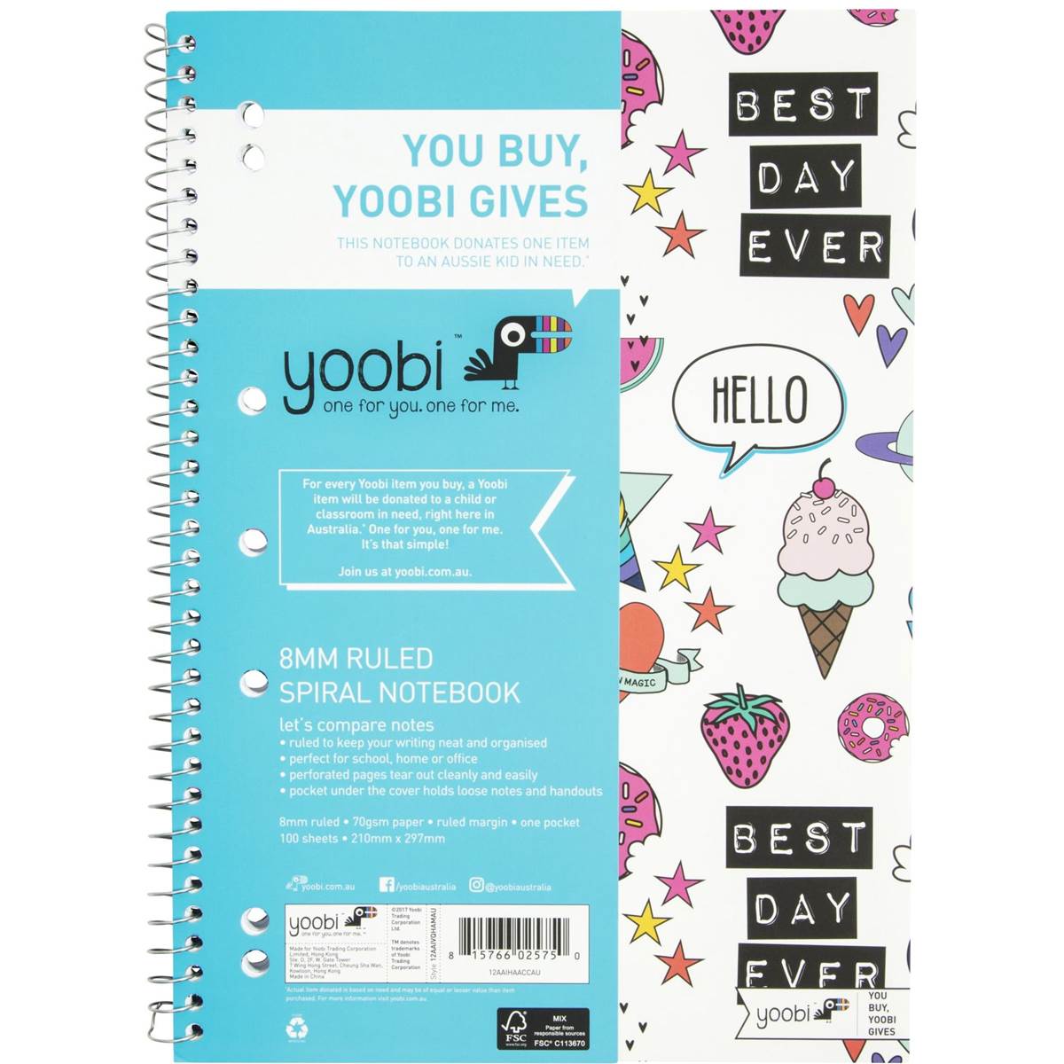 Yoobi A4 Spiral Notebook Assorted Each Woolworths