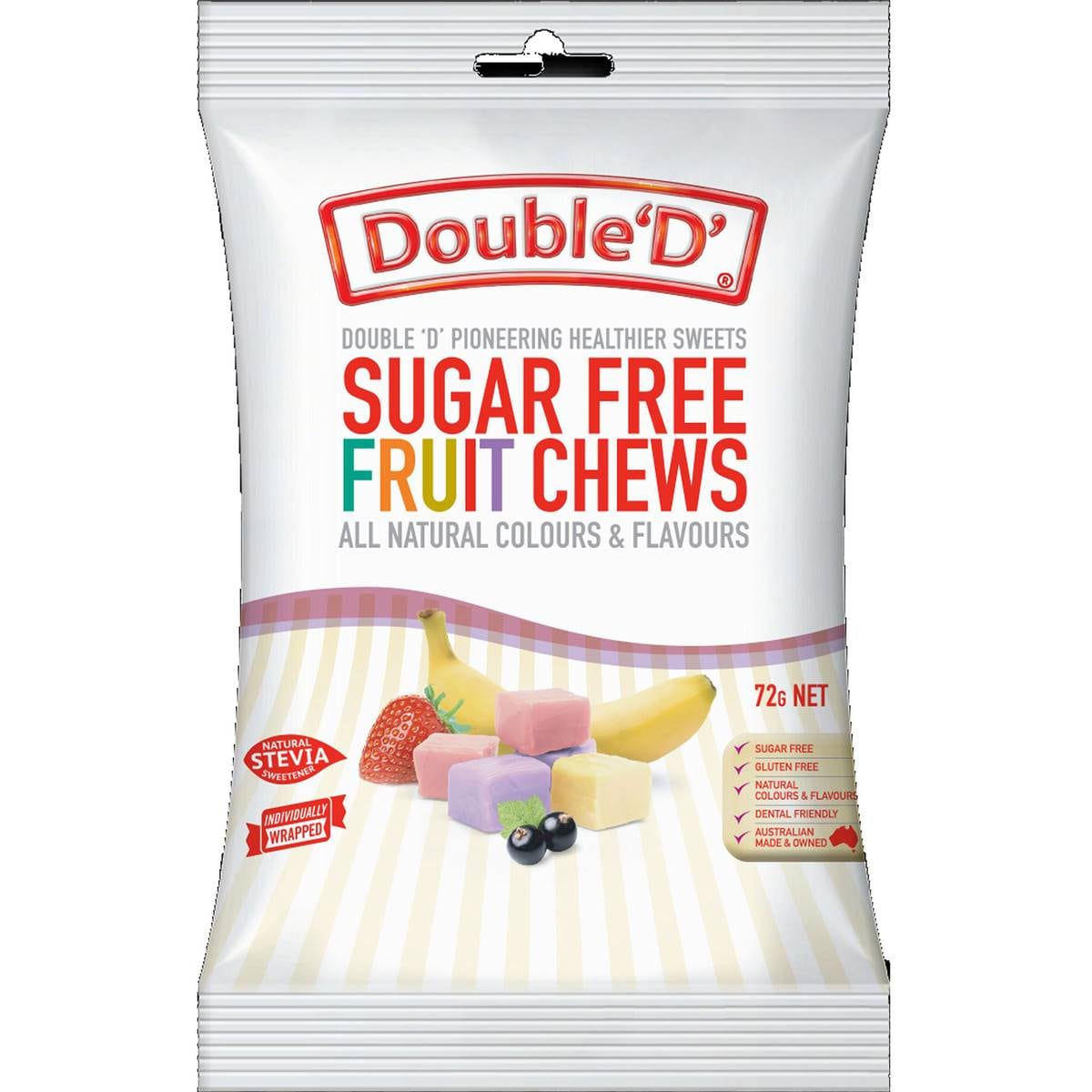 Double D Sugar Free Fruit Chew 72g Woolworths