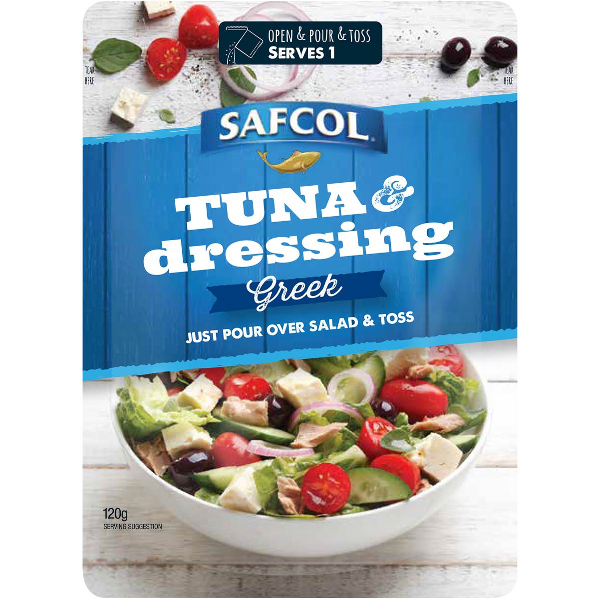 Safcol Tuna Greek Salad Dressing Pouch 120g Woolworths