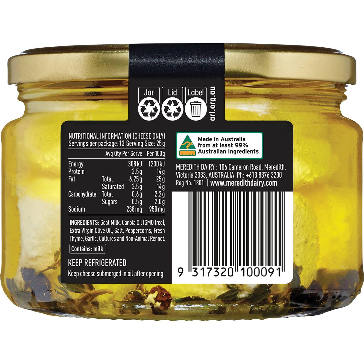 Meredith Dairy Goats Cheese 550g Woolworths