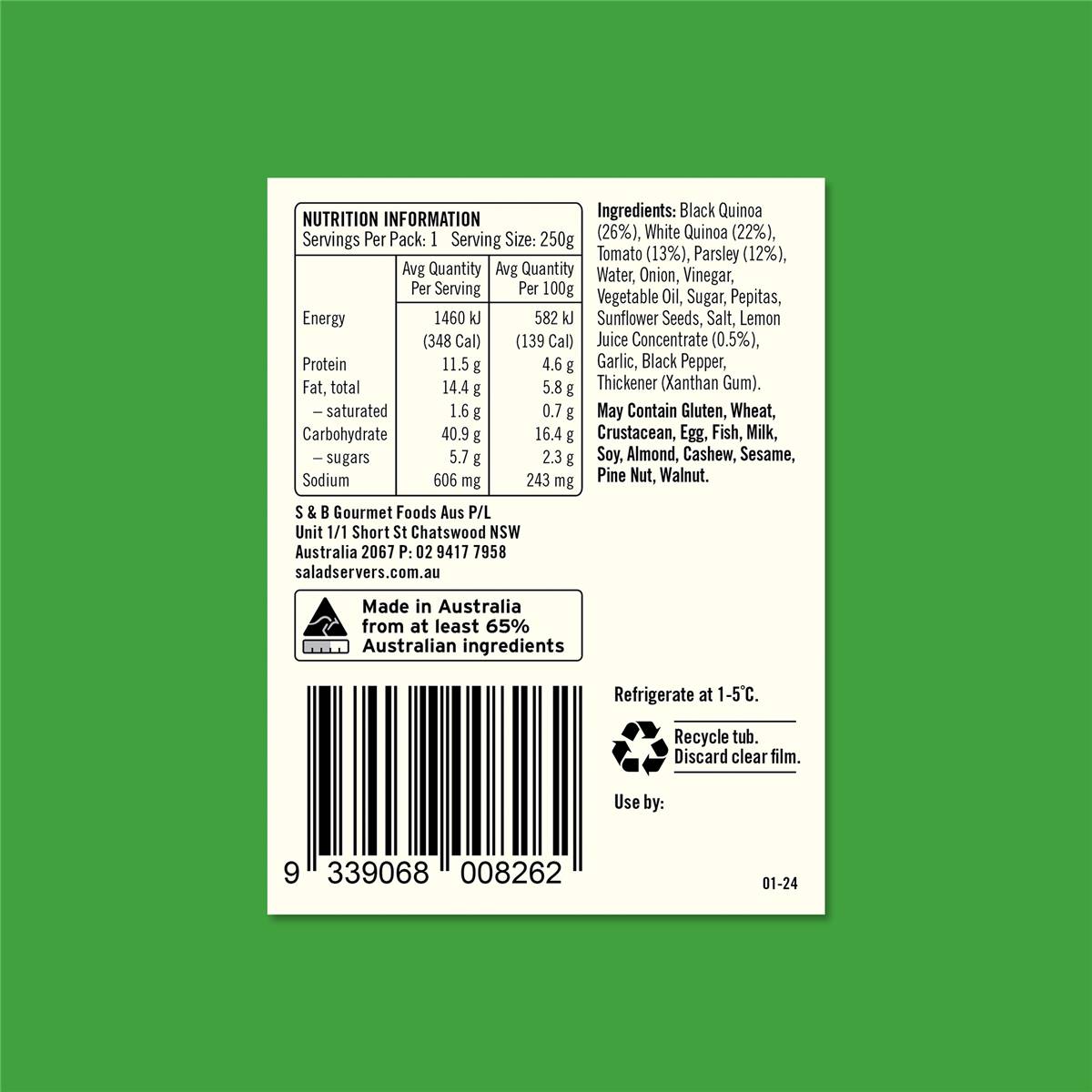 The Salad Servers Quinoa Tabbouleh 250g Woolworths