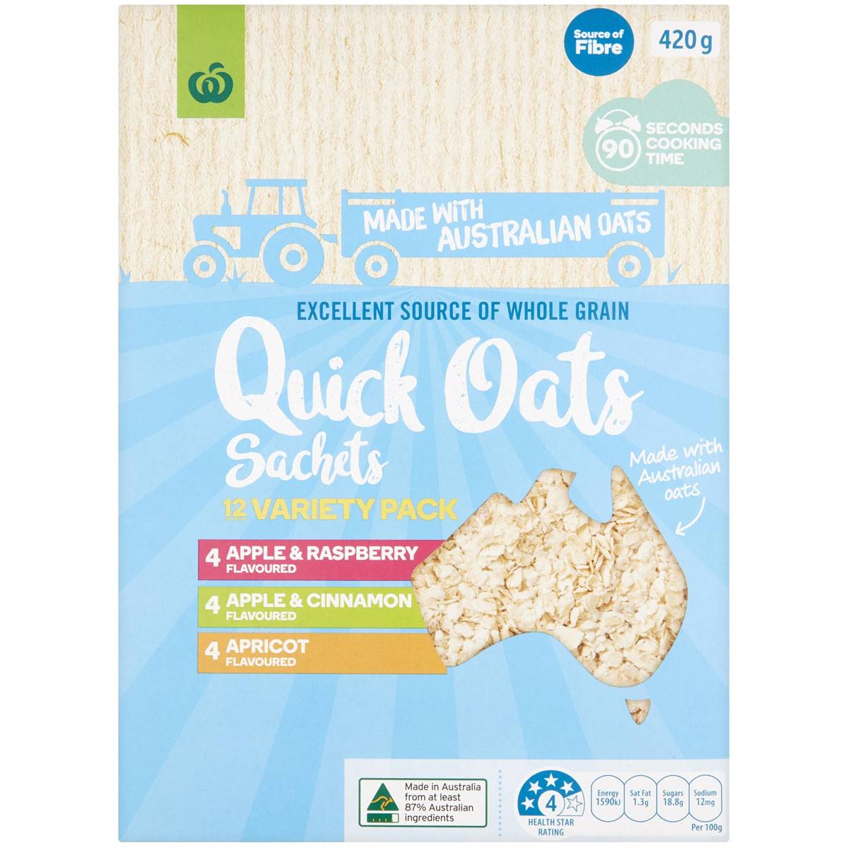 Woolworths Quick Oats Mixed Variety Sachets 12 Pack Woolworths