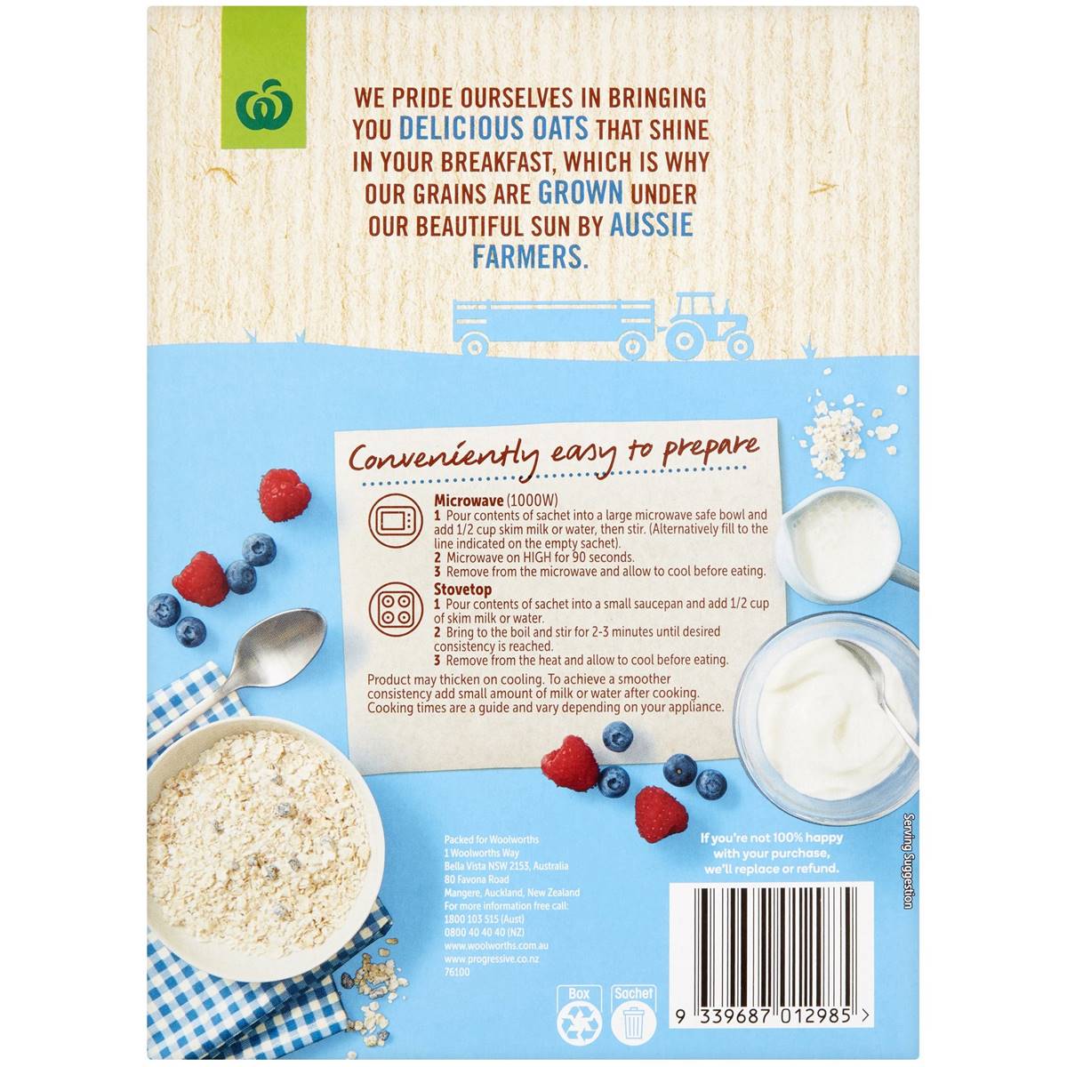 Woolworths Quick Oats Mixed Variety Sachets 12 Pack Woolworths