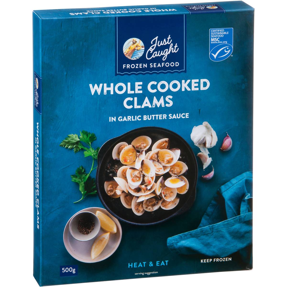 Just Caught Whole Cooked Clams In Garlic Butter Sauce 500g Woolworths