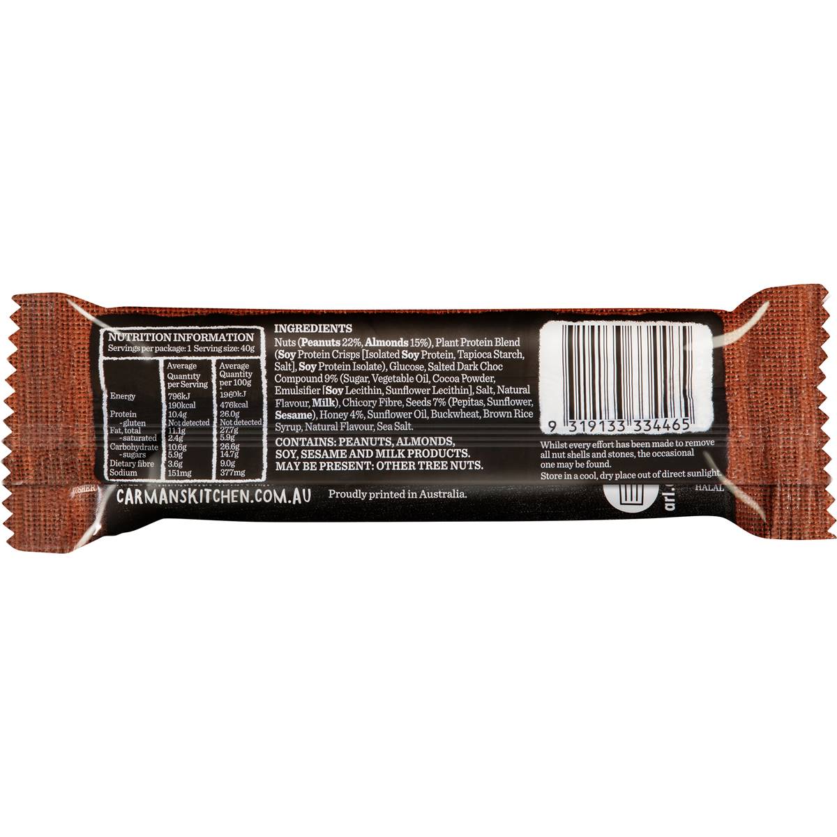 Carman's Salted Dark Choc Almond Gourmet Protein Bars 200g | Woolworths