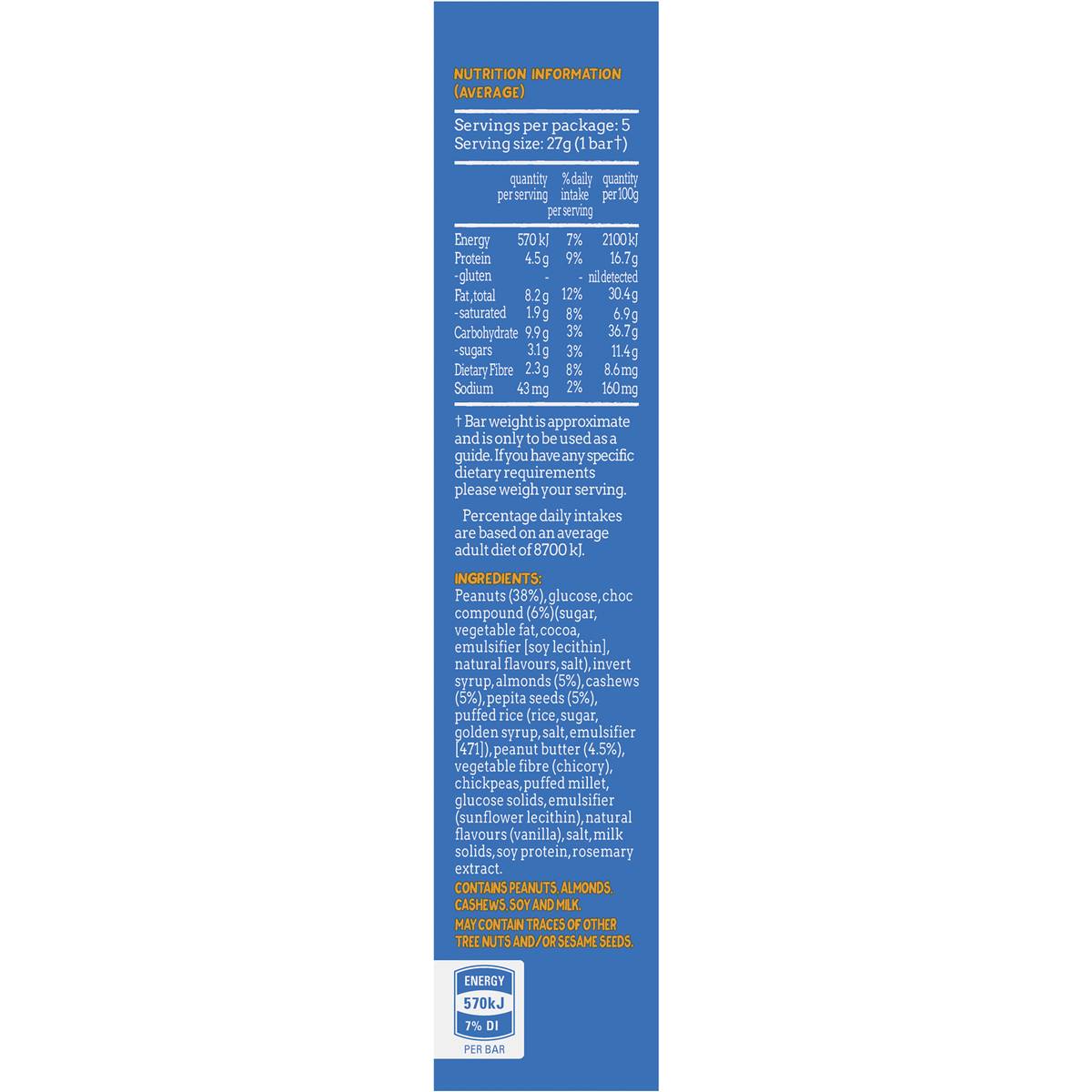 Be Natural Nut Butter Bars Choc Vanilla Swirl 135g 5pk Woolworths