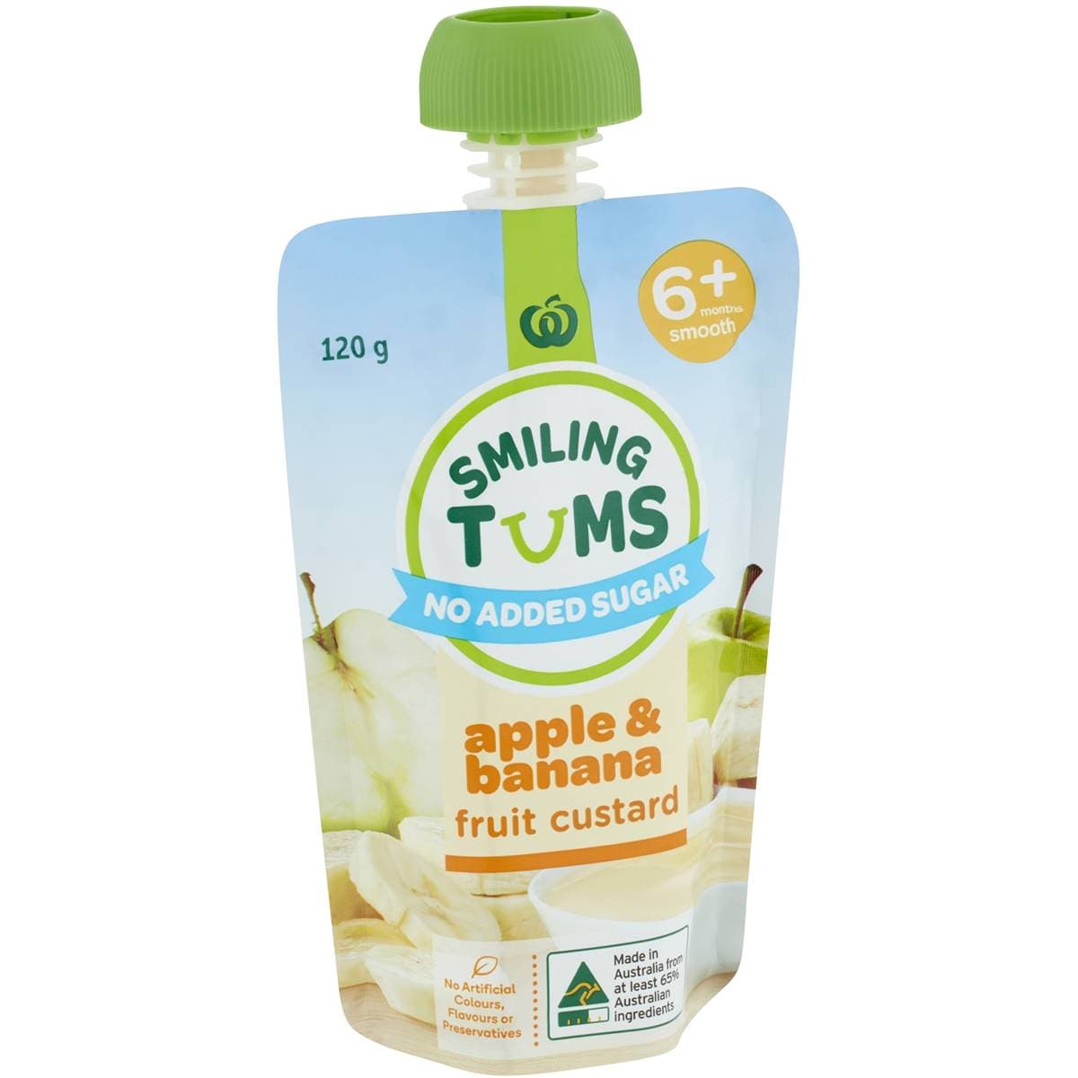 Woolworths Smiling Tums 6 Months+ Apple & Banana Fruit Custard 120g