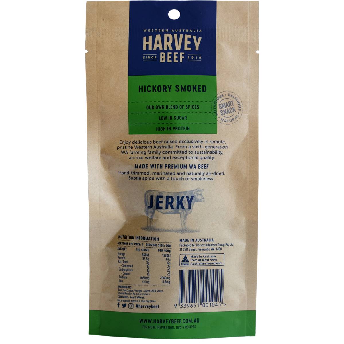 Harvey Beef Beef Jerky Hickory Smoked 50g Woolworths