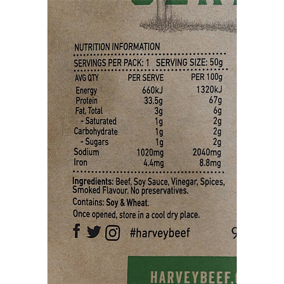 Harvey Beef Beef Jerky Hickory Smoked 50g Woolworths