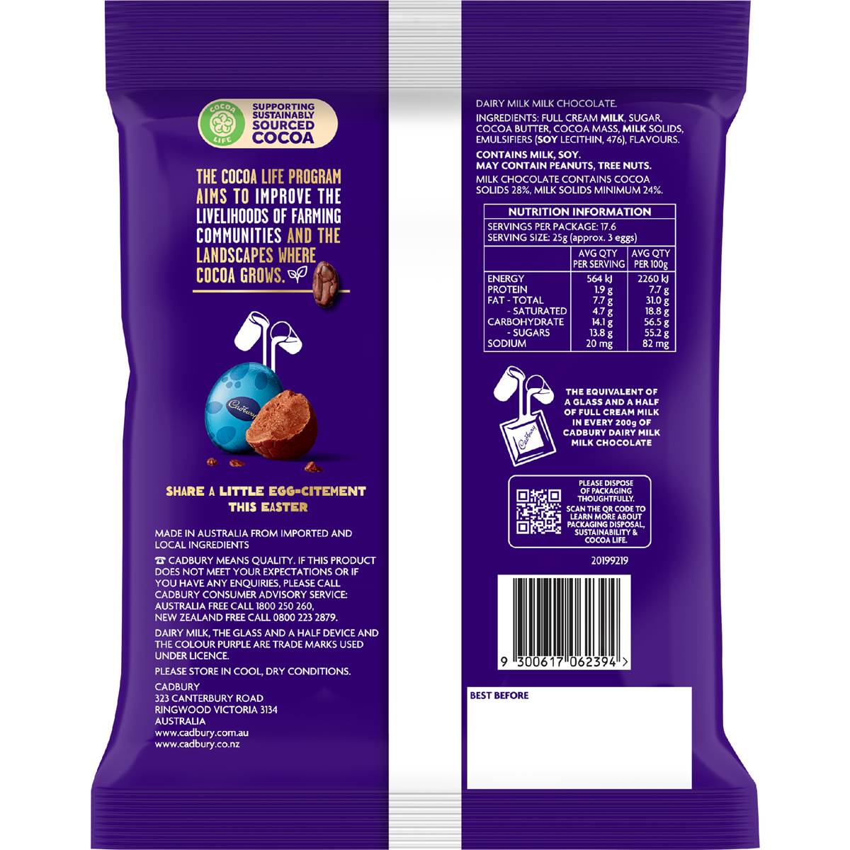 Cadbury Dairy Milk Chocolate Easter Egg Bag 440g Woolworths