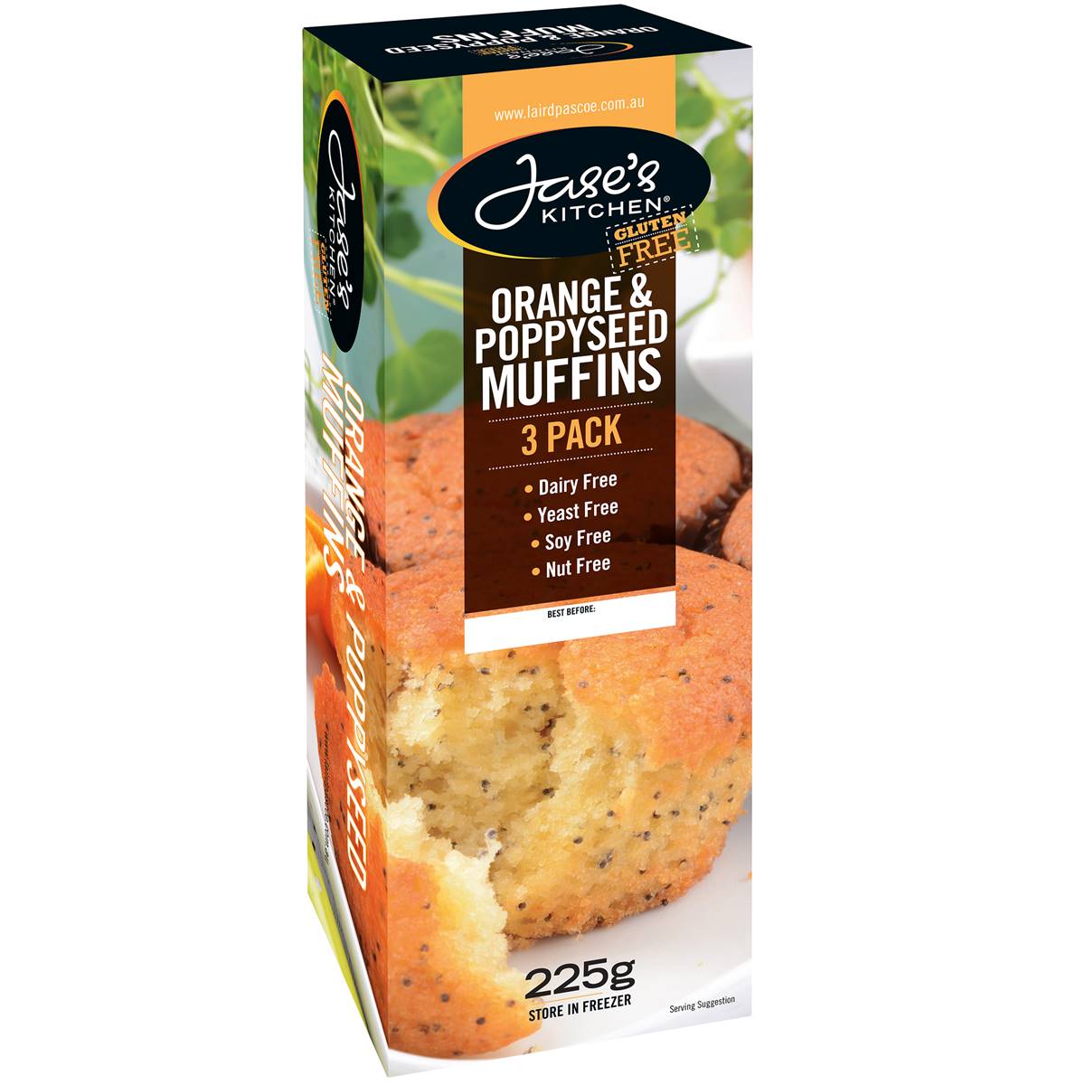 Jase's Kitchen Gluten Free Orange & Poppyseed Muffins 3 Pack Woolworths