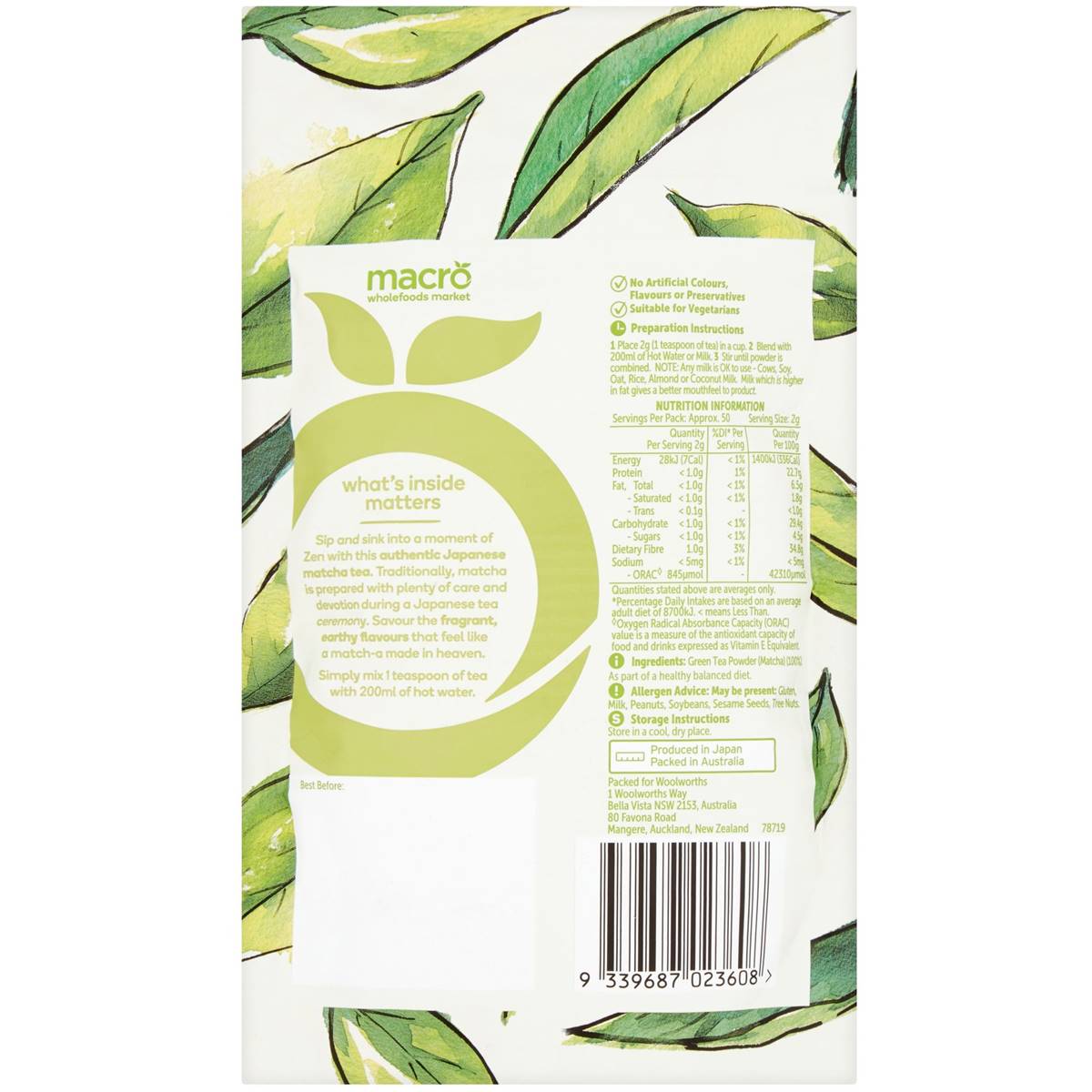 Macro Matcha Tea 100g Woolworths