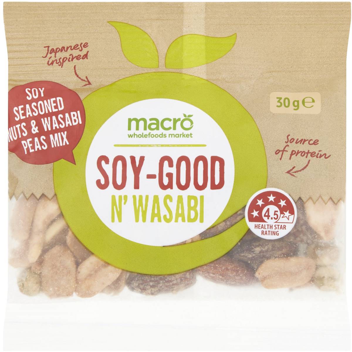 Macro Soygood & Wasabi & Wasabi 30g Woolworths