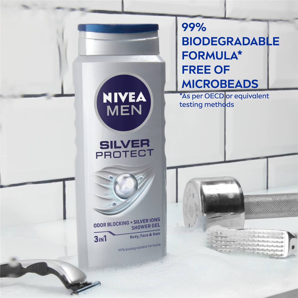Nivea Men Silver 3 In 1 Shower Gel & Body Wash 500ml Woolworths