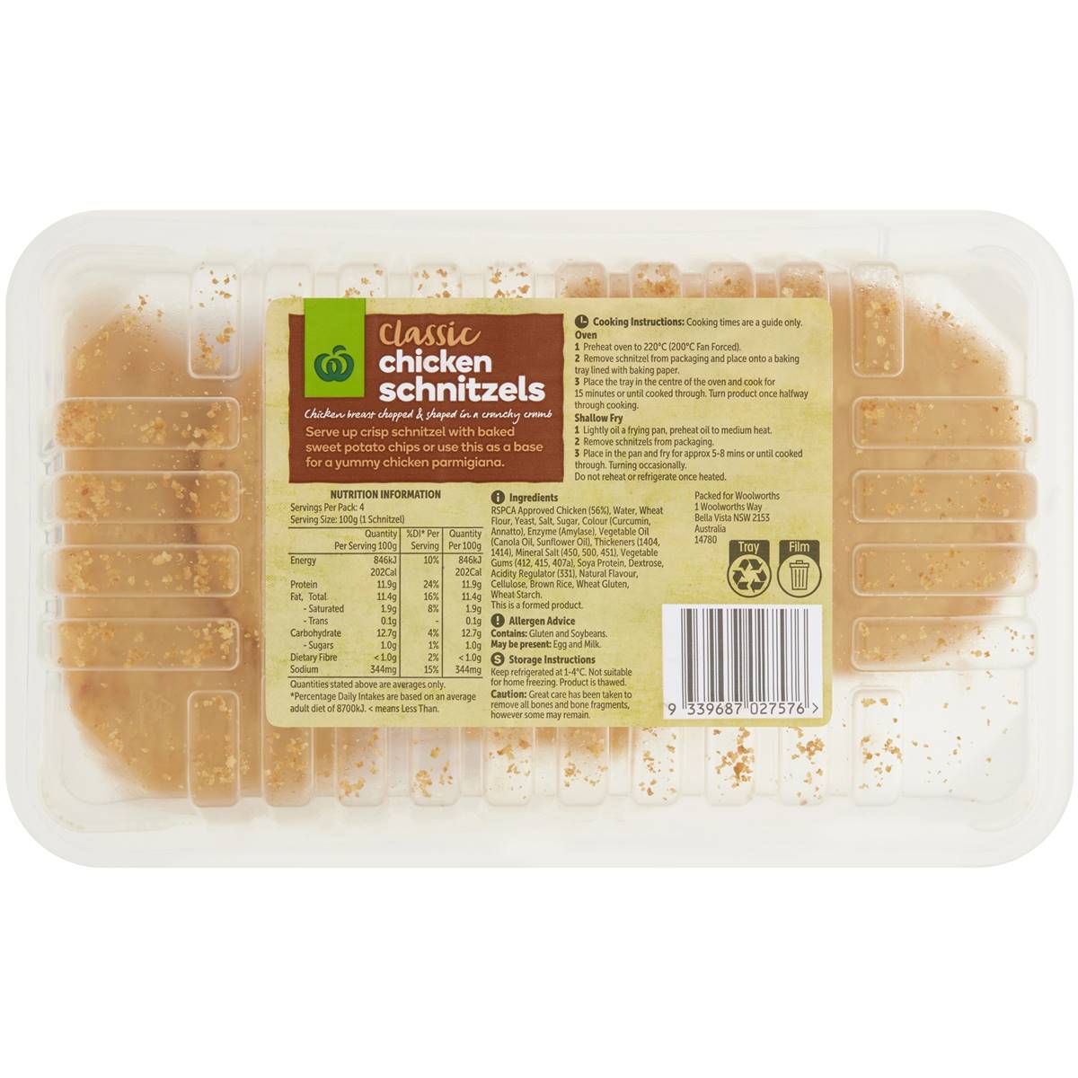 Woolworths Rspca Chicken Schnitzel 400g Woolworths