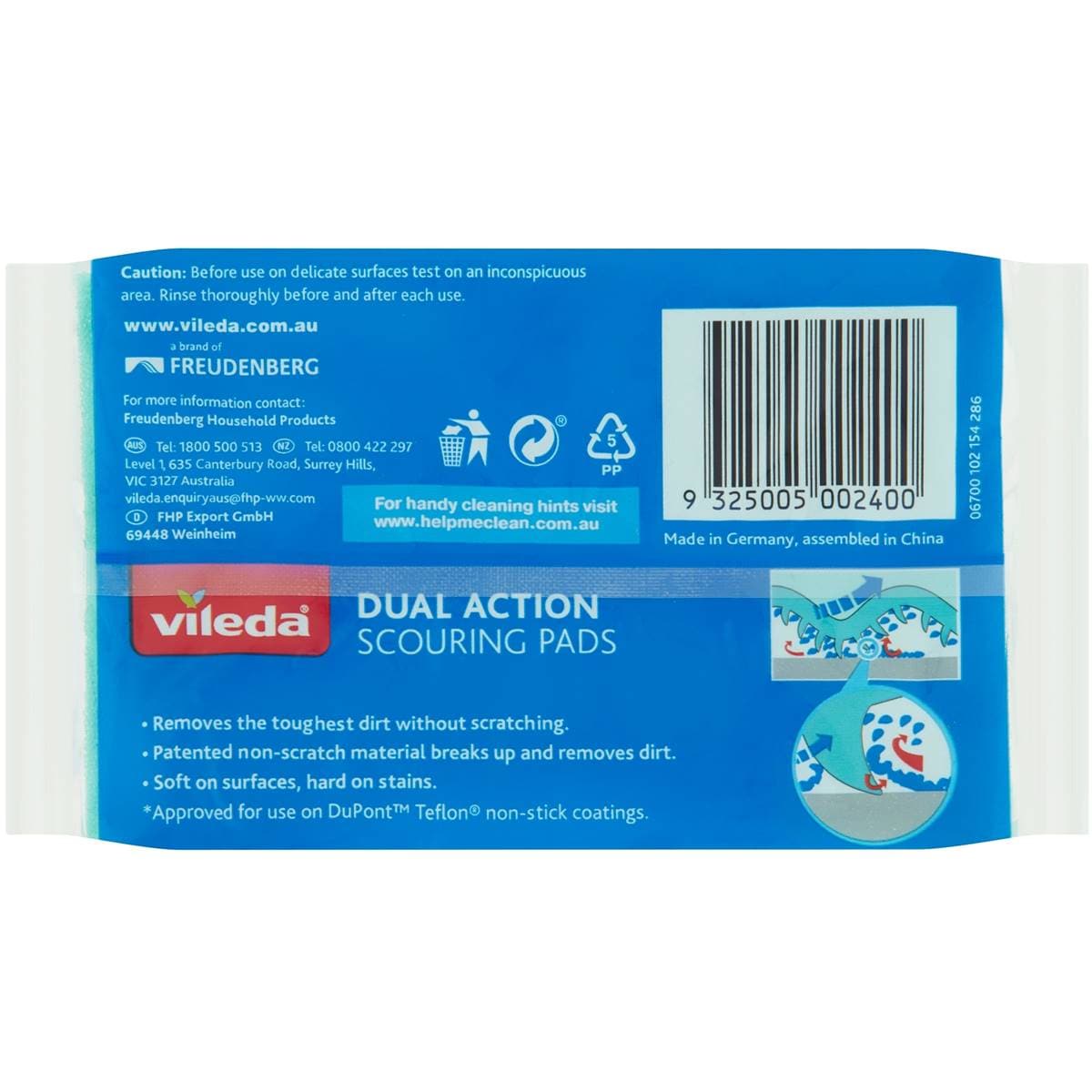 Vileda Dual Action Scouring Pads 3 Pack Woolworths