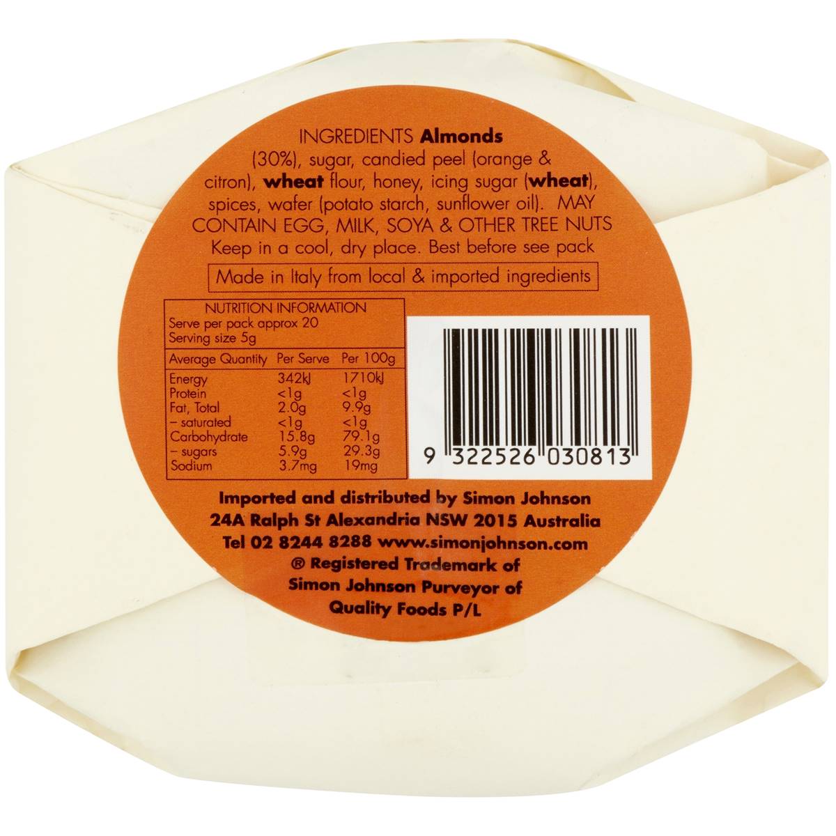 Simon Johnson Panforte Fruit & Almond 100g Woolworths