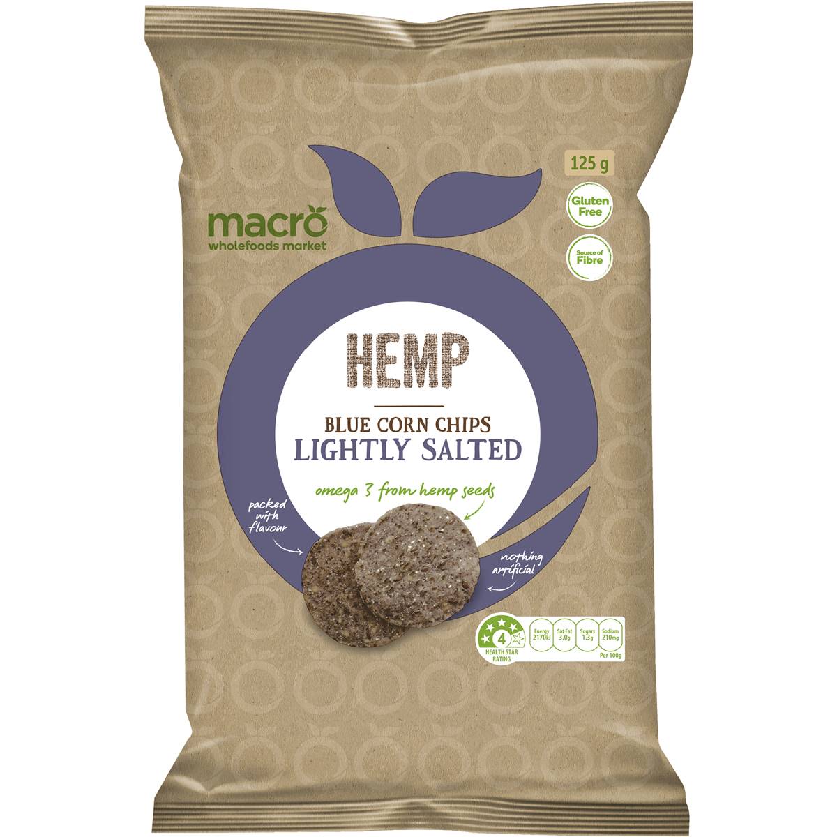 Macro Hemp Blue Corn Chips Lightly Salted 125g Woolworths