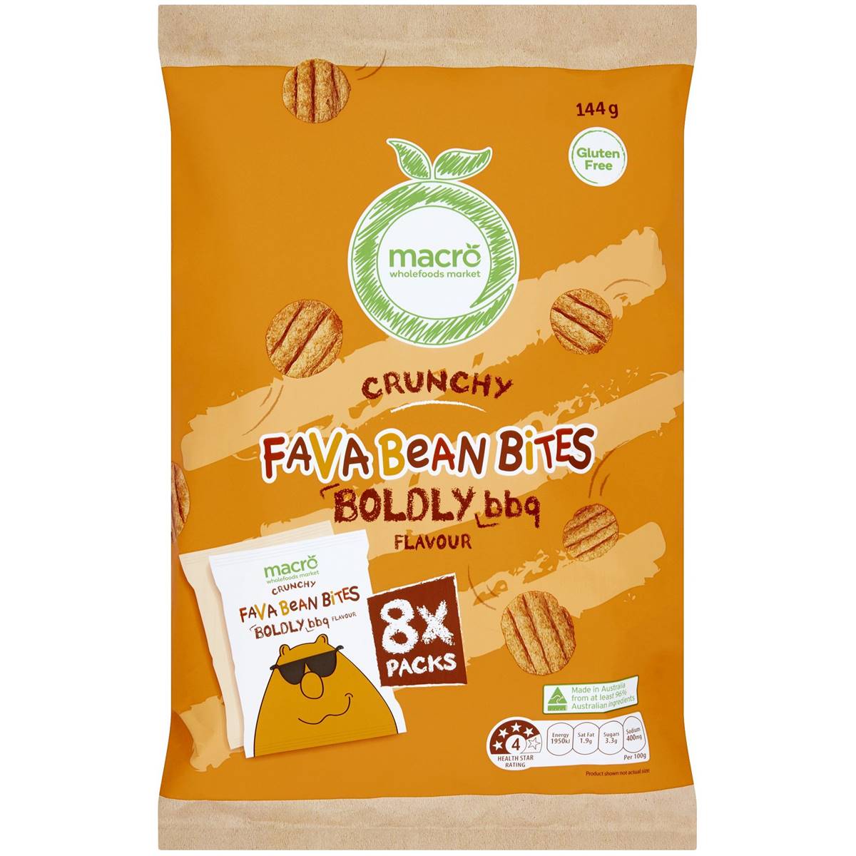 Macro Fava Bean Bites Bbq Flavour 144g Woolworths
