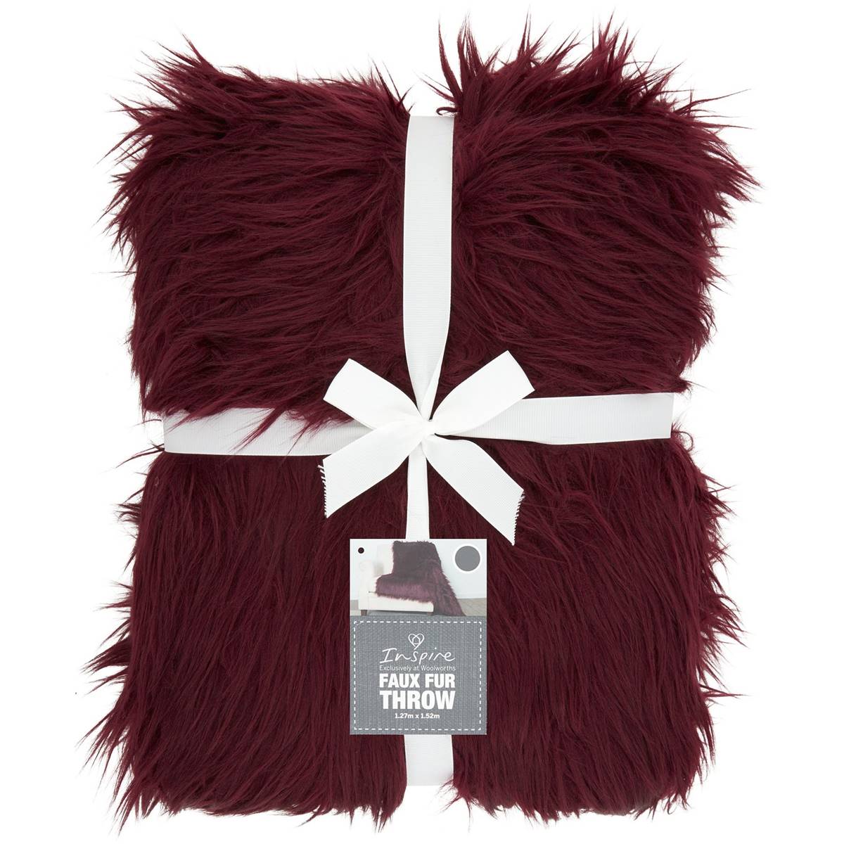 Inspire Faux Fur Long Hair Throw Plum Each Woolworths