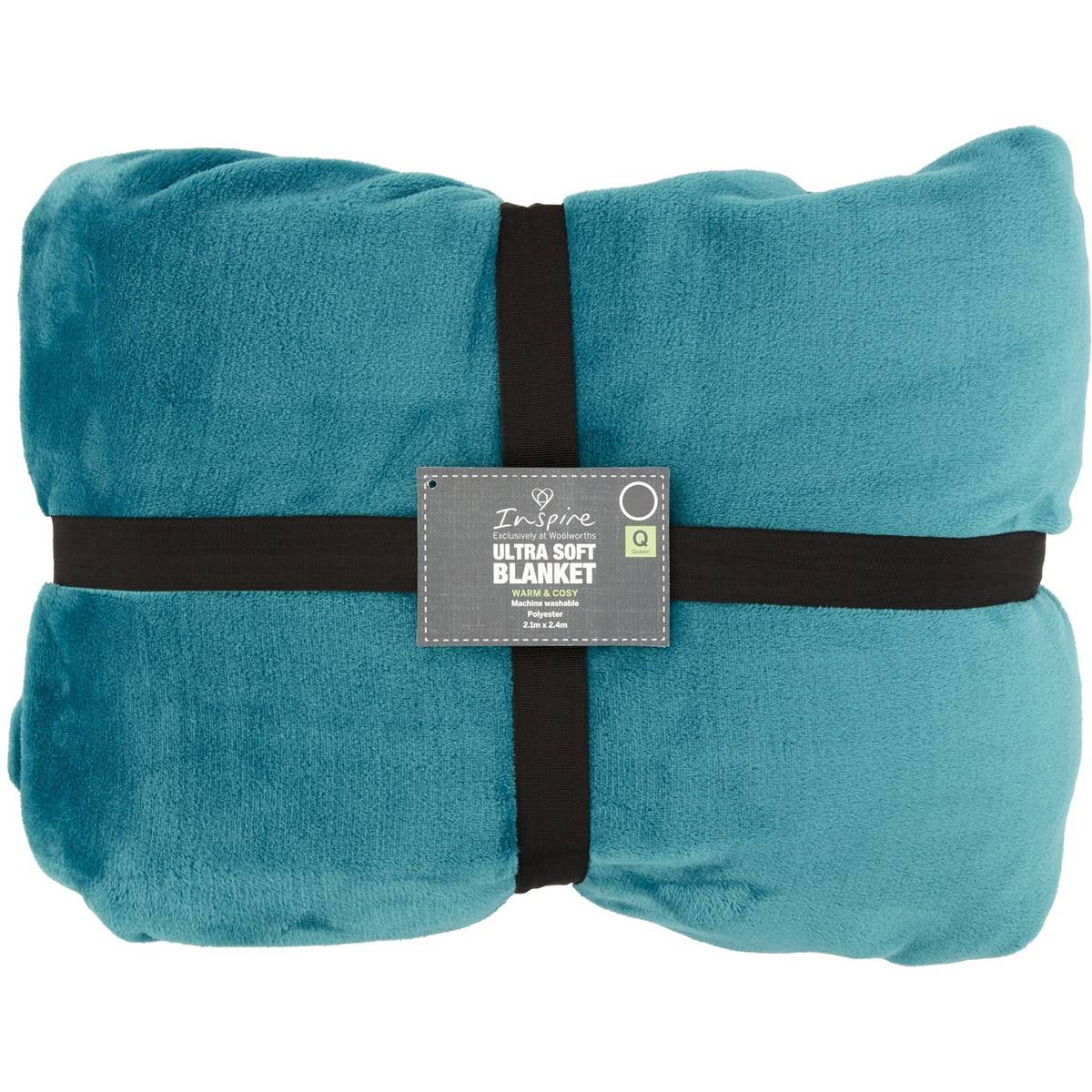 Inspire Ultra Soft Blanket Teal Queen Bed Each Woolworths