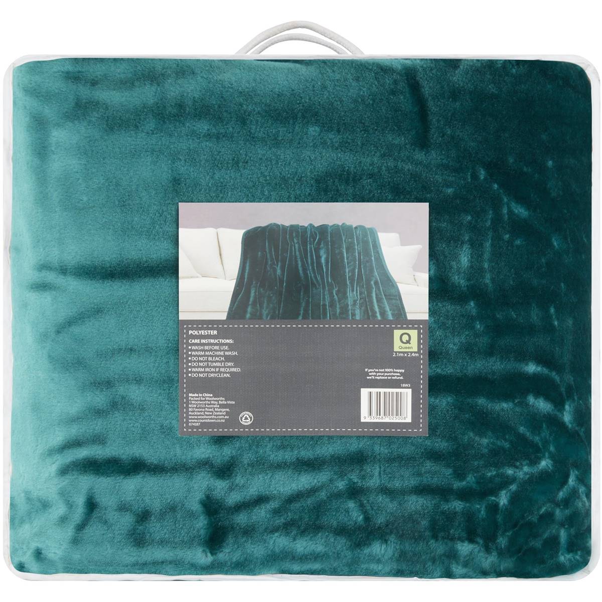 Inspire Faux Mink Blanket Qb Teal Each Woolworths