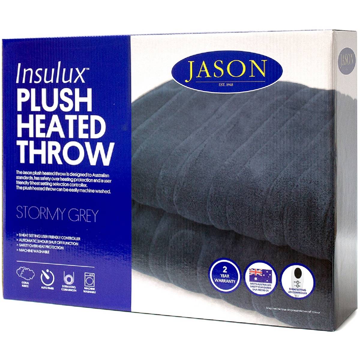 Jason Insulux Plush Heated Throw Stormy Grey Each Woolworths