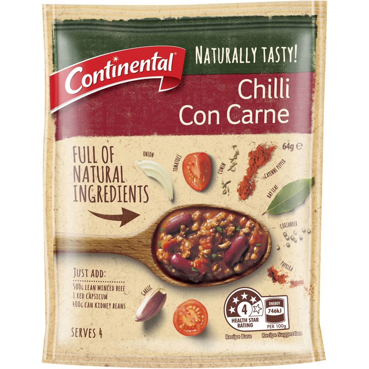 Continental Naturally Tasty Recipe Base Chilli Con Carne 64g Woolworths