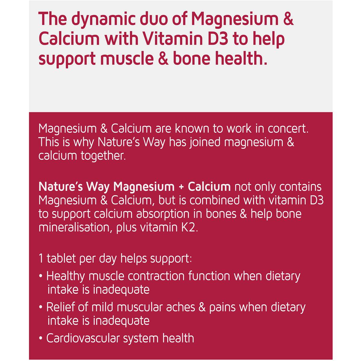 Nature's Way Magnesium + Calcium 90 Pack Woolworths