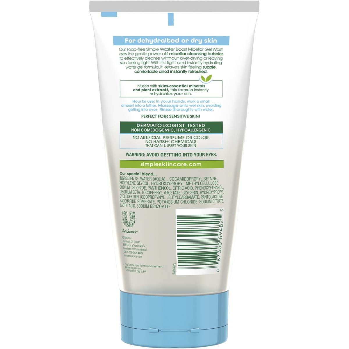 Simple Water Boost Facial Cleanser Gel Wash 148ml Woolworths