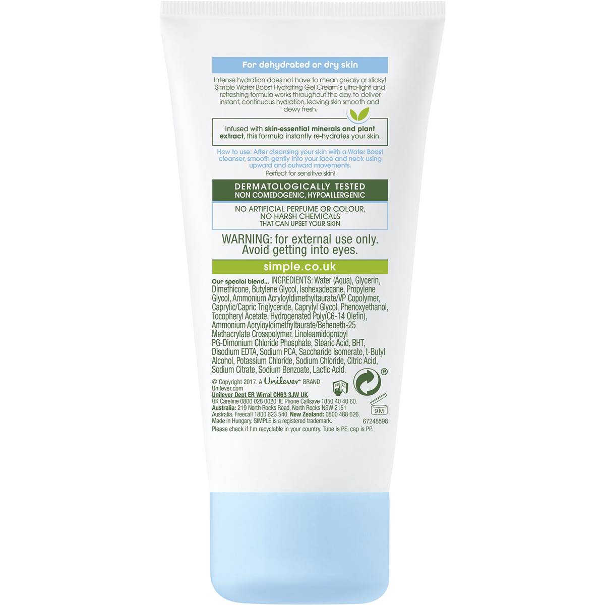 Simple Water Boost Hydrating Gel Cream 50ml | Woolworths